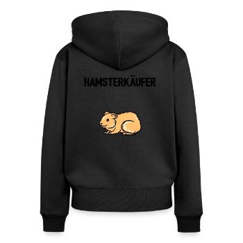 hamsterkaeufer - Frauen Premium Bio Zip Hoodie - Schwarz - Hinten - Julia (174cm)