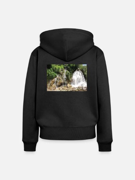 Wasserfall in Vietnam - Frauen Premium Bio Zip Hoodie - Schwarz