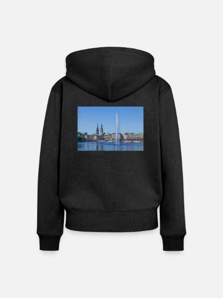 Binnenalster - Frauen Premium Bio Zip Hoodie - Schwarz