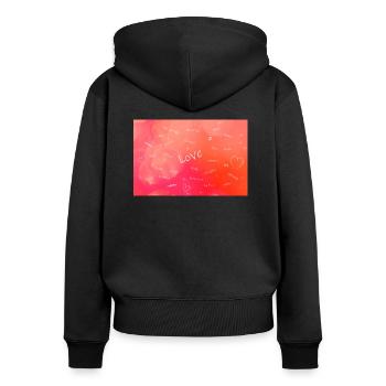 Le mot LOVE dans de nombreuses langues - Sweat à capuche zippé Premium bio Femme - noir - Dos - Julia (174cm)