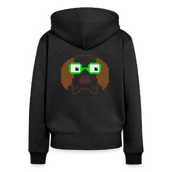 Dog with glasses - Women's Premium Organic Zip Hoodie - black - Back - Julia (174cm)