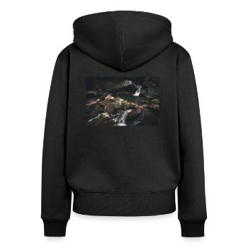 Mauvaise humeur sombre longue exposition - Sweat à capuche zippé Premium bio Femme - noir - Dos - Julia (174cm)