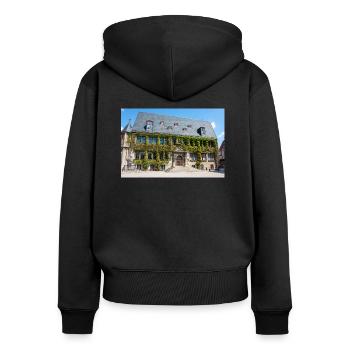Rathaus Quedlinburg Sachsen-Anhalt - Frauen Premium Bio Zip Hoodie - Schwarz - Hinten - Julia (174cm)