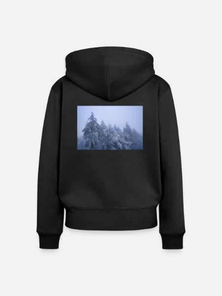 Bäume im Schnee - Frauen Premium Bio Zip Hoodie - Schwarz