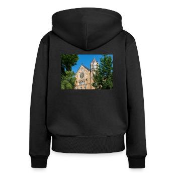 historisches Gebäude Ratsgymnasium - Frauen Premium Bio Zip Hoodie - Schwarz - Hinten - Julia (174cm)