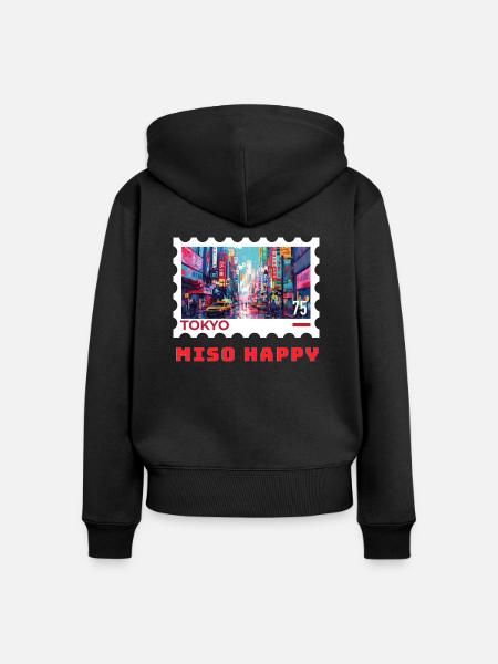 Tokio - Frauen Premium Bio Zip Hoodie - Schwarz
