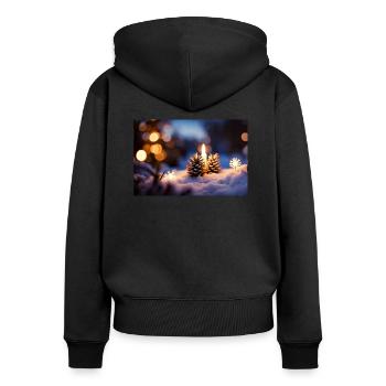 Weihnachtsstimmung im Wald - Frauen Premium Bio Zip Hoodie - Schwarz - Hinten - Julia (174cm)