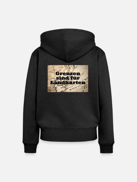 Grenzenlos - Frauen Premium Bio Zip Hoodie - Schwarz