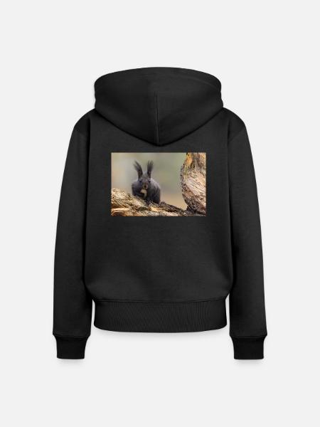 Oachkatzl / Eichhörnchen - Frauen Premium Bio Zip Hoodie - Schwarz