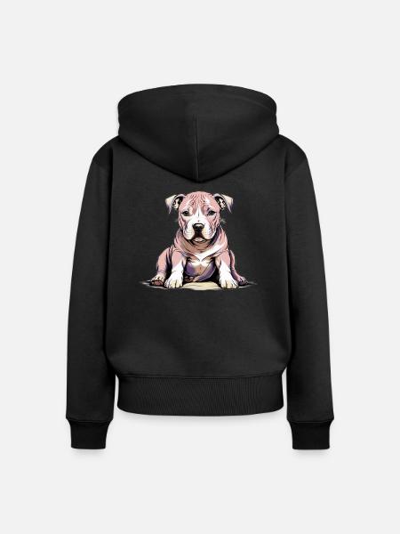 Pitbul Welpe - Frauen Premium Bio Zip Hoodie - Schwarz