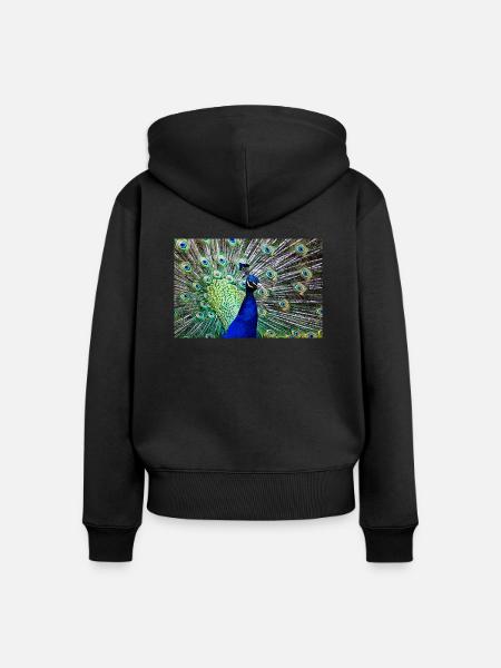 Pfau - Frauen Premium Bio Zip Hoodie - Schwarz