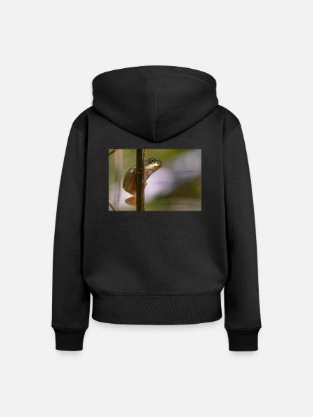 Laubfrosch - Frauen Premium Bio Zip Hoodie - Schwarz