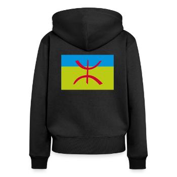 Drapeau Berbère Amazigh Algérie - Sweat à capuche zippé Premium bio Femme - noir - Dos - Julia (174cm)