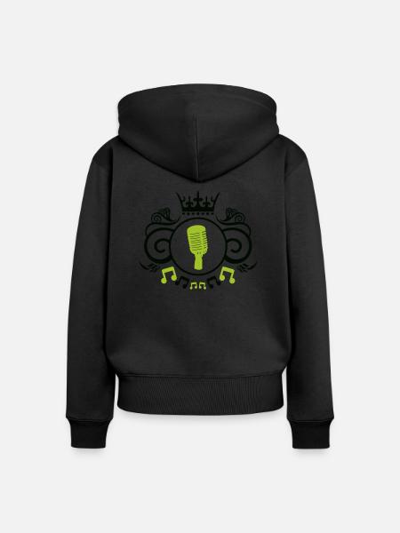 Microphone wappen - Frauen Premium Bio Zip Hoodie - Schwarz