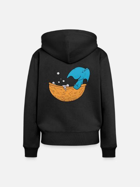 Elefant Baden - Frauen Premium Bio Zip Hoodie - Schwarz