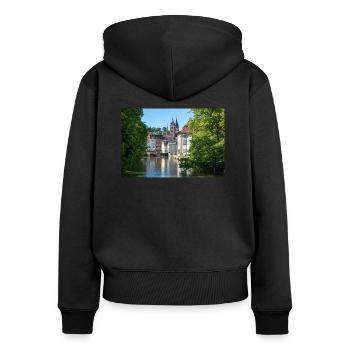 Cityscape of Esslingen am Neckar from Agnesbrücke - Women's Premium Organic Zip Hoodie - black - Back - Julia (174cm)