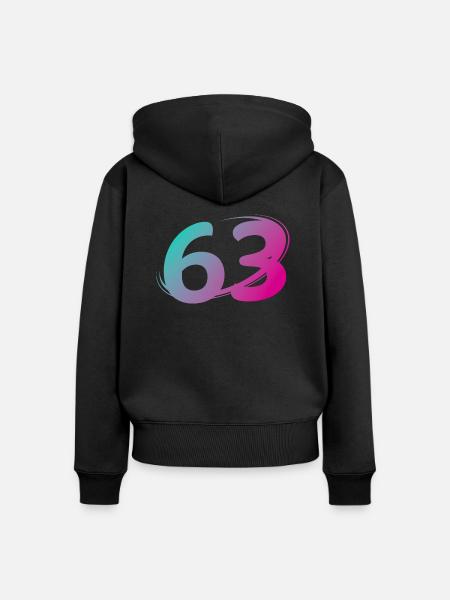 Nummer 63 mehrfarbig - Frauen Premium Bio Zip Hoodie - Schwarz