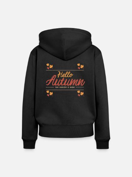 Hello Autumn - Frauen Premium Bio Zip Hoodie - Schwarz