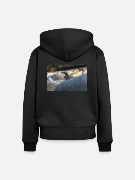 Der Reiher - Frauen Premium Bio Zip Hoodie - Schwarz