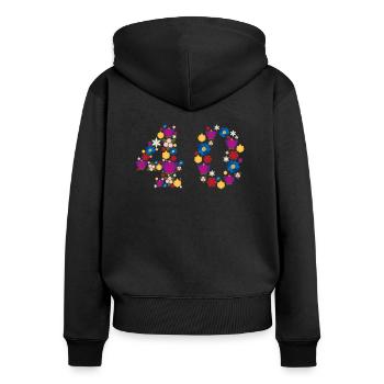 Fleurs 40 - Sweat à capuche zippé Premium bio Femme - noir - Dos - Julia (174cm)