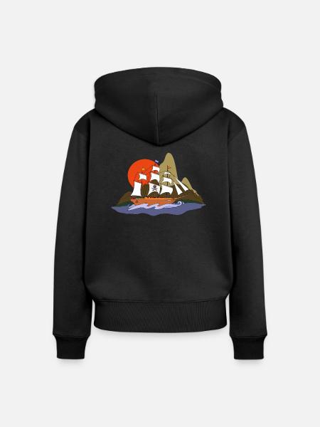 Segelschiff - Frauen Premium Bio Zip Hoodie - Schwarz