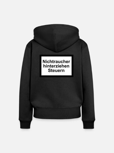 Hinweis Rauchen 3 - Frauen Premium Bio Zip Hoodie - Schwarz