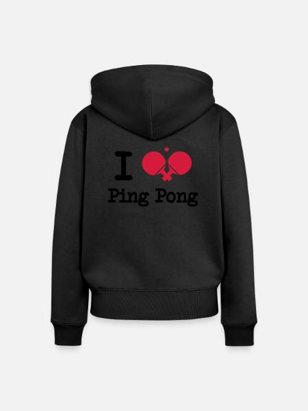 I love ping pong - Frauen Premium Bio Zip Hoodie - Schwarz