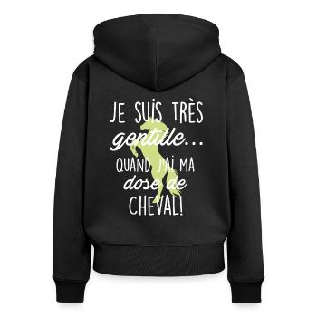 Equitation - Ma dose de cheval - Sweat à capuche zippé Premium bio Femme - noir - Dos - Julia (174cm)