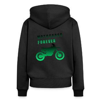 Motocross Forever / Motocross für immer - Frauen Premium Bio Zip Hoodie - Schwarz - Hinten - Julia (174cm)