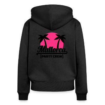Mallorca - Frauen Premium Bio Zip Hoodie - Schwarz - Hinten - Julia (174cm)