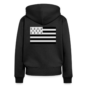 Drapeau Bretagne - Sweat à capuche zippé Premium bio Femme - noir - Dos - Julia (174cm)