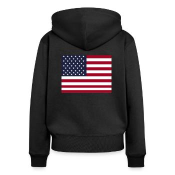 USA Flagge Amerika - Frauen Premium Bio Zip Hoodie - Schwarz - Hinten - Julia (174cm)