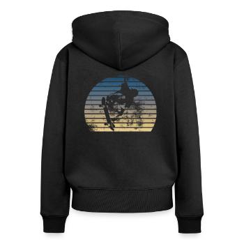 Skateboard skateboard skate skater retro skater - Sweat à capuche zippé Premium bio Femme - noir - Dos - Julia (174cm)