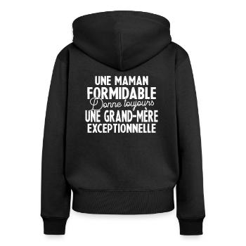 Maman Formidable Grand-Mère Exceptionnelle - Sweat à capuche zippé Premium bio Femme - noir - Dos - Julia (174cm)