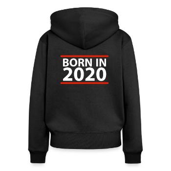 Born en 2020 - Sweat à capuche zippé Premium bio Femme - noir - Dos - Julia (174cm)