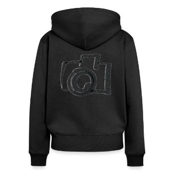 camera - Women's Premium Organic Zip Hoodie - black - Back - Julia (174cm)