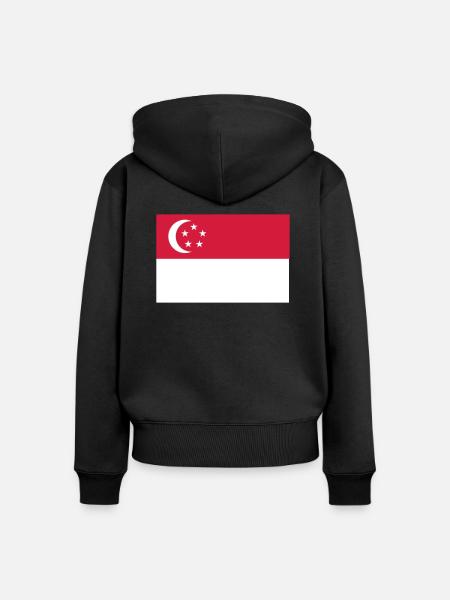 Singapur Flagge - Frauen Premium Bio Zip Hoodie - Schwarz