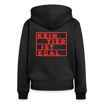 Kein tier ist egal Geschenk Pflanzen Vegan Spruch - Frauen Premium Bio Zip Hoodie - Schwarz - Hinten - Julia (174cm)