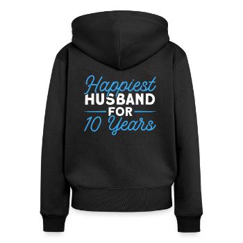 Couple Wedding Anniversary 10 Anniversary Gift - Women's Premium Organic Zip Hoodie - black - Back - Julia (174cm)