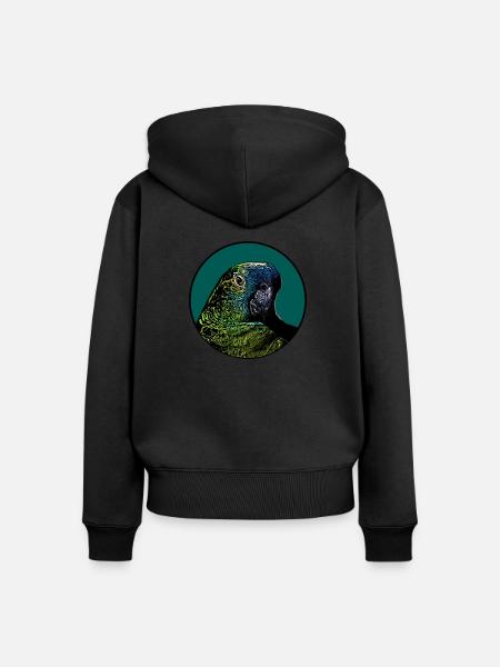 Papageienporträt - Frauen Premium Bio Zip Hoodie - Schwarz