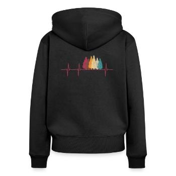 Herzschlag Wald Baum Förster Vintage retro - Frauen Premium Bio Zip Hoodie - Schwarz - Hinten - Julia (174cm)