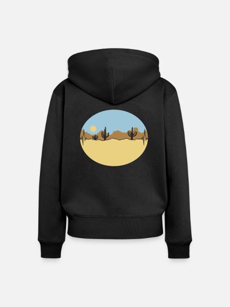 Frequenz Wüste Landschaft Silhouette - Frauen Premium Bio Zip Hoodie - Schwarz