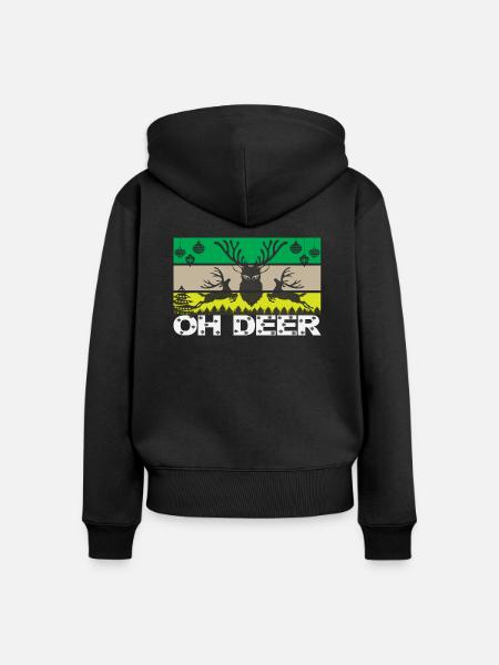 Oh Deer - Frauen Premium Bio Zip Hoodie - Schwarz