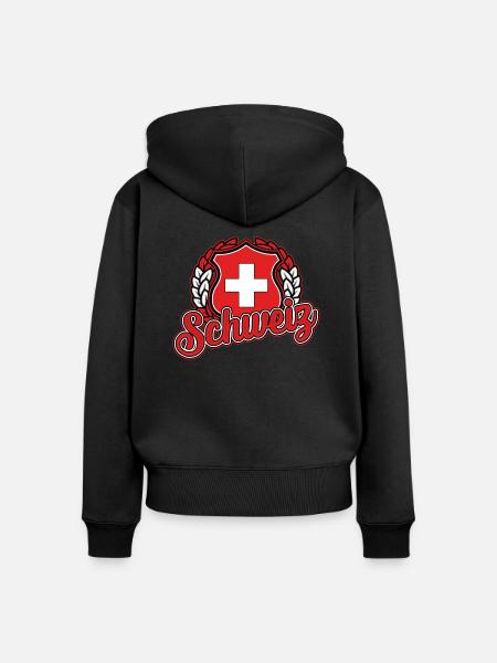 Schweiz - Frauen Premium Bio Zip Hoodie - Schwarz