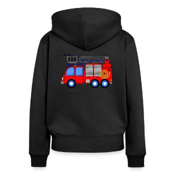 Enfants du camion de pompiers - Sweat à capuche zippé Premium bio Femme - noir - Dos - Julia (174cm)