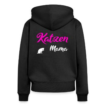 Katzen Mama white - Frauen Premium Bio Zip Hoodie - Schwarz - Hinten - Julia (174cm)