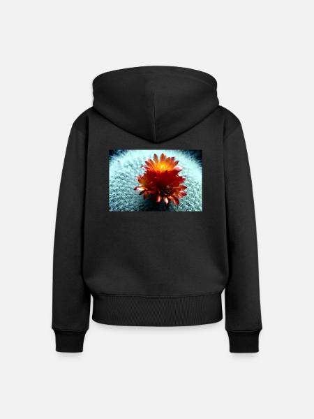 Blühender Kaktus - Frauen Premium Bio Zip Hoodie - Schwarz