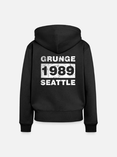 GRUNGE SEATTLE 1989 - Frauen Premium Bio Zip Hoodie - Schwarz
