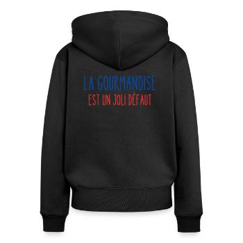 La gourmandise est un joli défaut - Sweat à capuche zippé Premium bio Femme - noir - Dos - Julia (174cm)