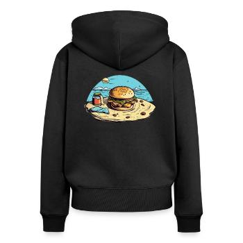 Hamburger at beach n°1 - Women's Premium Organic Zip Hoodie - black - Back - Julia (174cm)